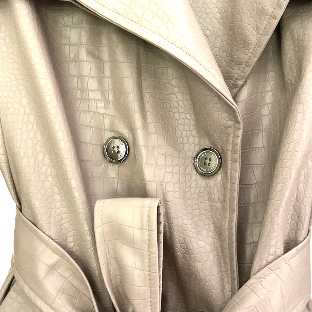NWT Vince Camuto Faux Leather Trench Coat Tan Croc Embossed  Maxi Jacket Size XL - Picture 13 of 14